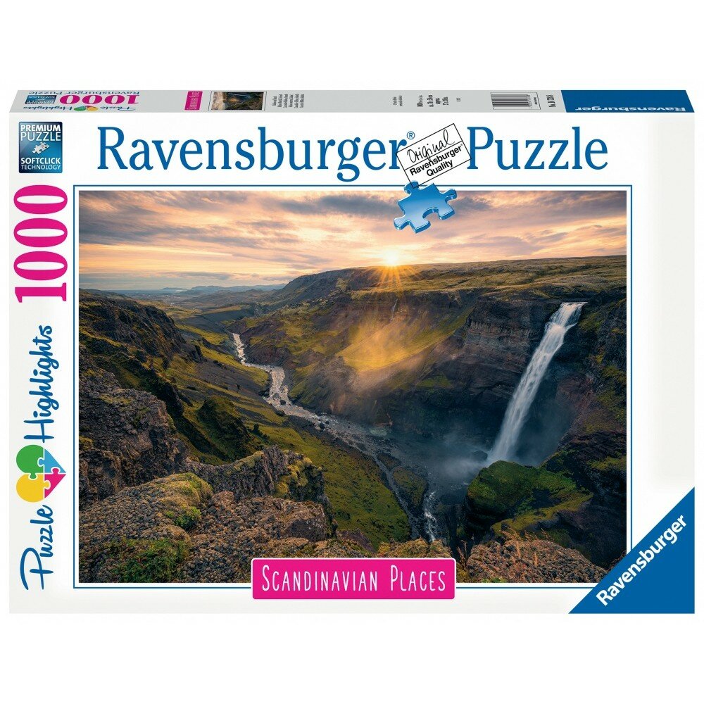 RAVENSBURGER - Puzzle - 1000p : La Cascade Haifoss, Islande (Highlight)