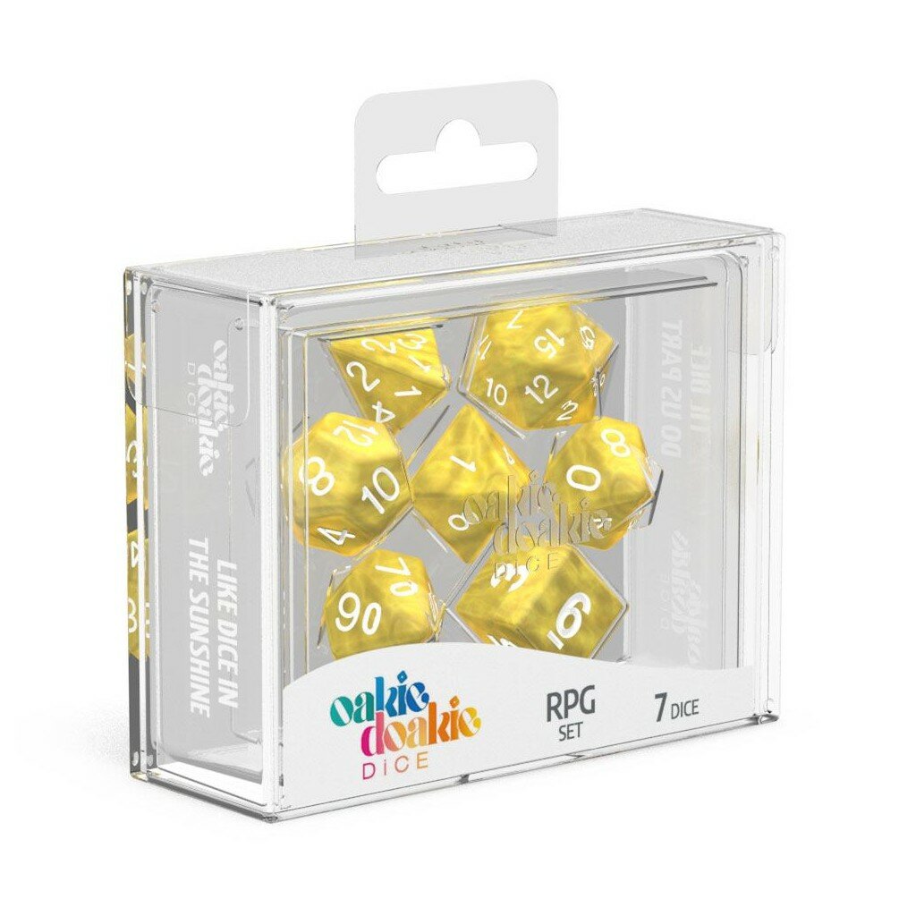 Oakie Doakie - Dice RPG / Dés JDR - Set Marble - Jaune (7)