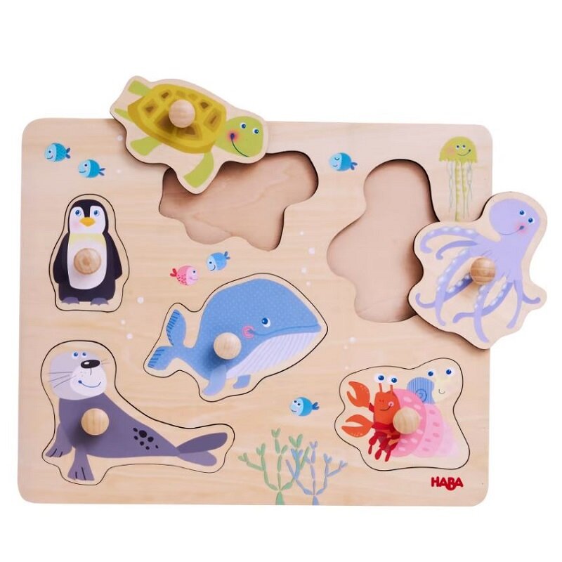 Puzzle en Bois - Bébés 6pcs - Animaux marins (HABA) – Image 2