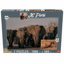 Puzzle JC Pieri – Éléphants 1000 pcs & Guépards 500 pcs