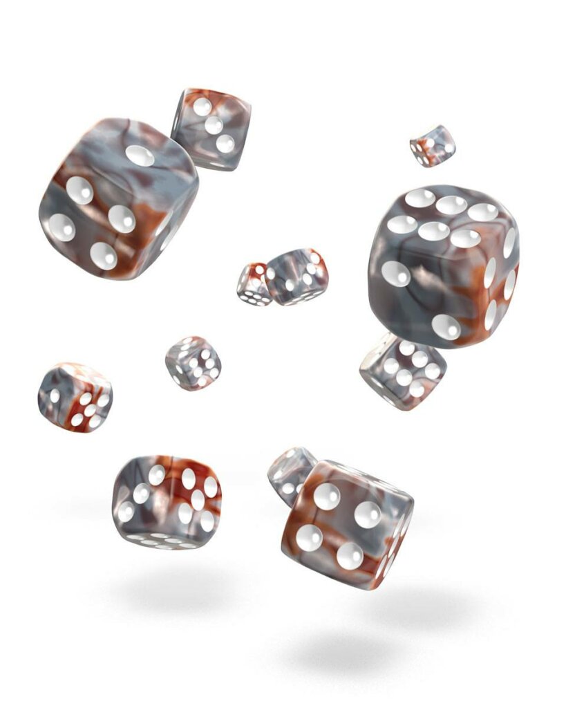 Oakie Doakie Dice - Dés D6 12mm - Gemidice - Silver-Rust (x36)