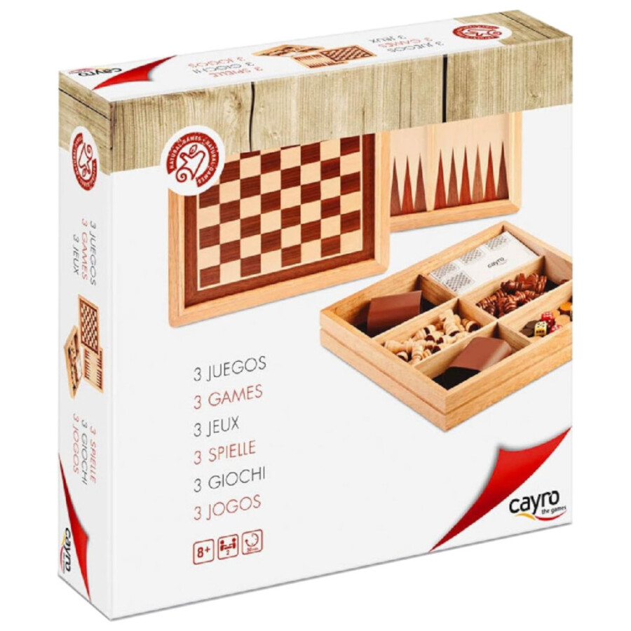 Coffret Échecs, de Dames et de Backgammon 3 en 1 ( 30cm/30cm) - CAYRO