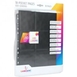 Gamegenic – Classeurs et/ou Feuilles – Lot De 10 Feuilles De Classeur – 18 Cases – Sideload – Noir / Black