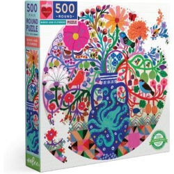 Eeboo – Puzzle – 500 pc – Round Puzzle – BIRDS AND FLOWERS