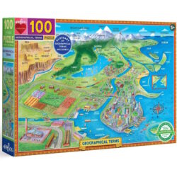 Eeboo – Puzzle 100 pcs – Terme Géographiques (geographical terms)