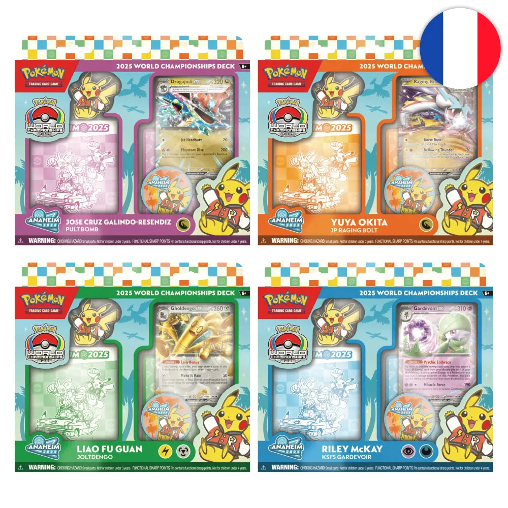 Pokémon : Deck des championnats du monde - 2025 ANAHEIM - Lot 4 Decks