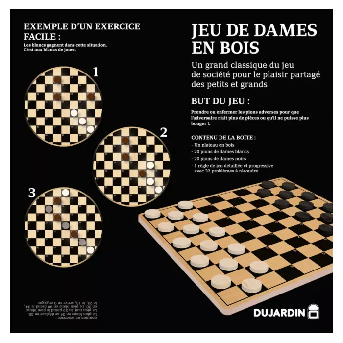 DUJARDIN - Jeu de Dames en Bois - Série Noire – Image 3