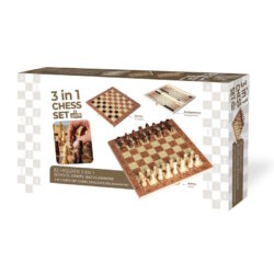 Echiquier 3 en 1 (échecs, dames, backgammon)