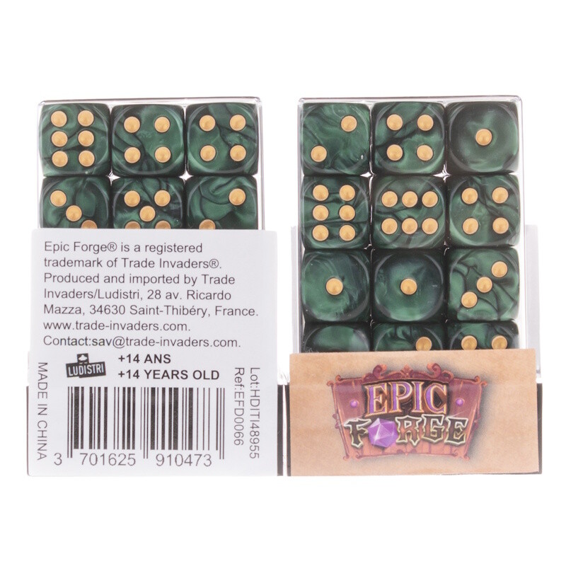 Lot de 36 dés 6 faces D6 - Vert – Image 2