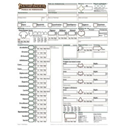 JDR Pathfinder 2 – Bloc de fiches de personnages vierges (Remaster)