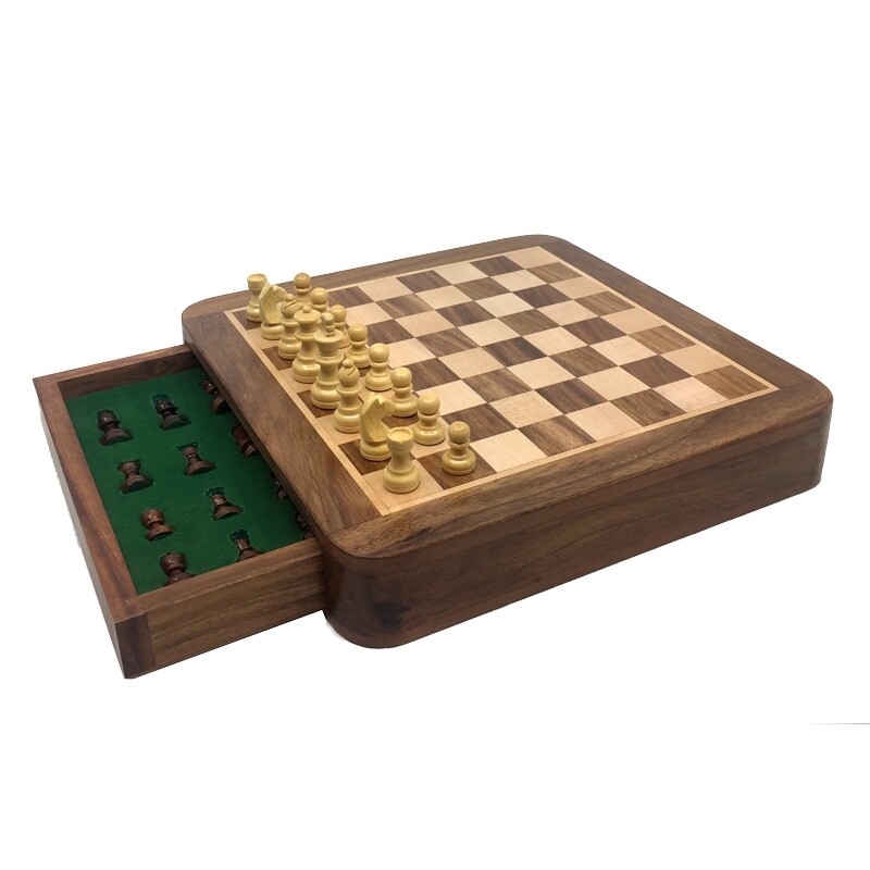 Jeu d'échec - Echiquier Tiroir 25cm x 25cm / Roi 45mm