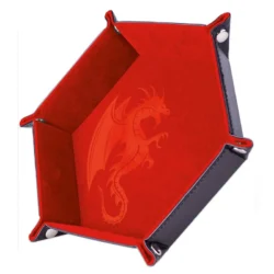 Piste de dés – 28 x 28 cm – Cuir et velours – Dragon rouge XL