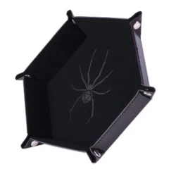 Piste de dés – 19 x 19 cm – Cuir et velours – Araignée Noire