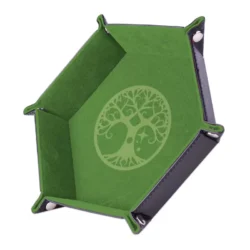 Piste de dés – 19 x 19 cm – Cuir et velours – Yggdrasil Arbre vert