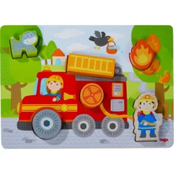 HABA – Puzzle en bois 6 pcs – Camion de pompier