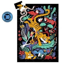 DJECO – PUZZLES – WIZZY PUZZLES – Le Saut du tigre – 50 pcs