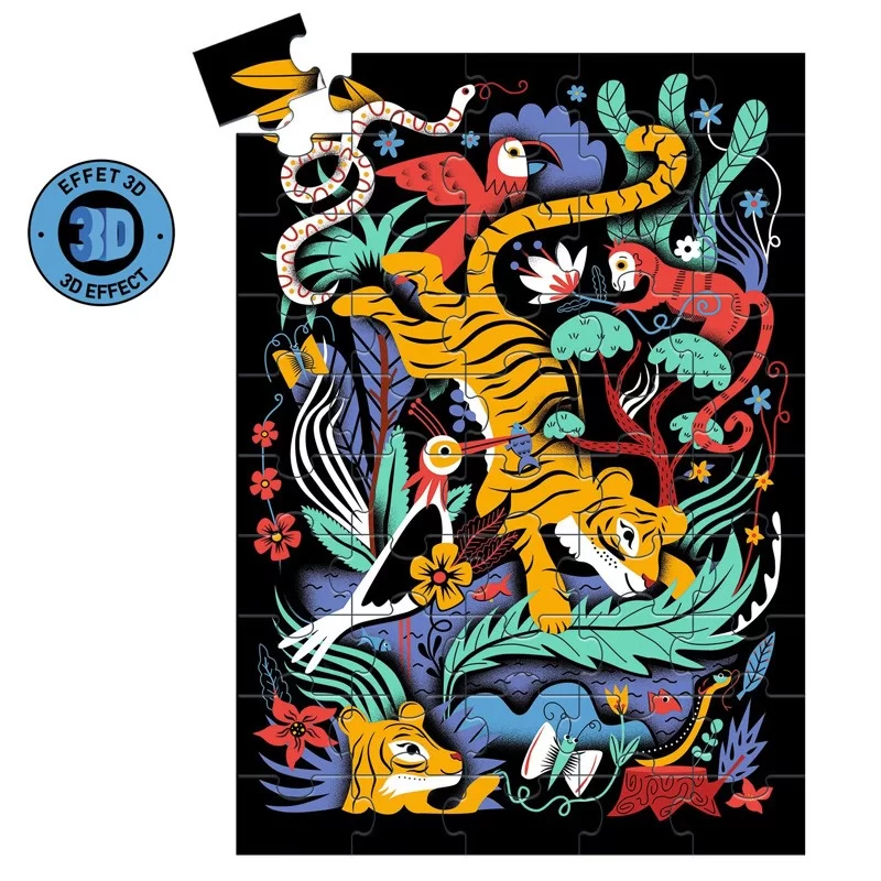 DJECO - PUZZLES - WIZZY PUZZLES - Le Saut du tigre - 50 pcs – Image 2