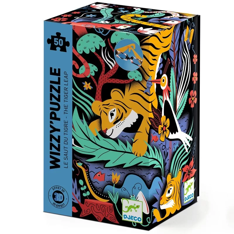 DJECO - PUZZLES - WIZZY PUZZLES - Le Saut du tigre - 50 pcs